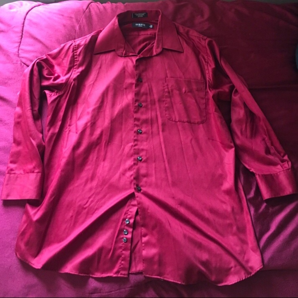 Used Long Sleeve Button Up Red Shirt